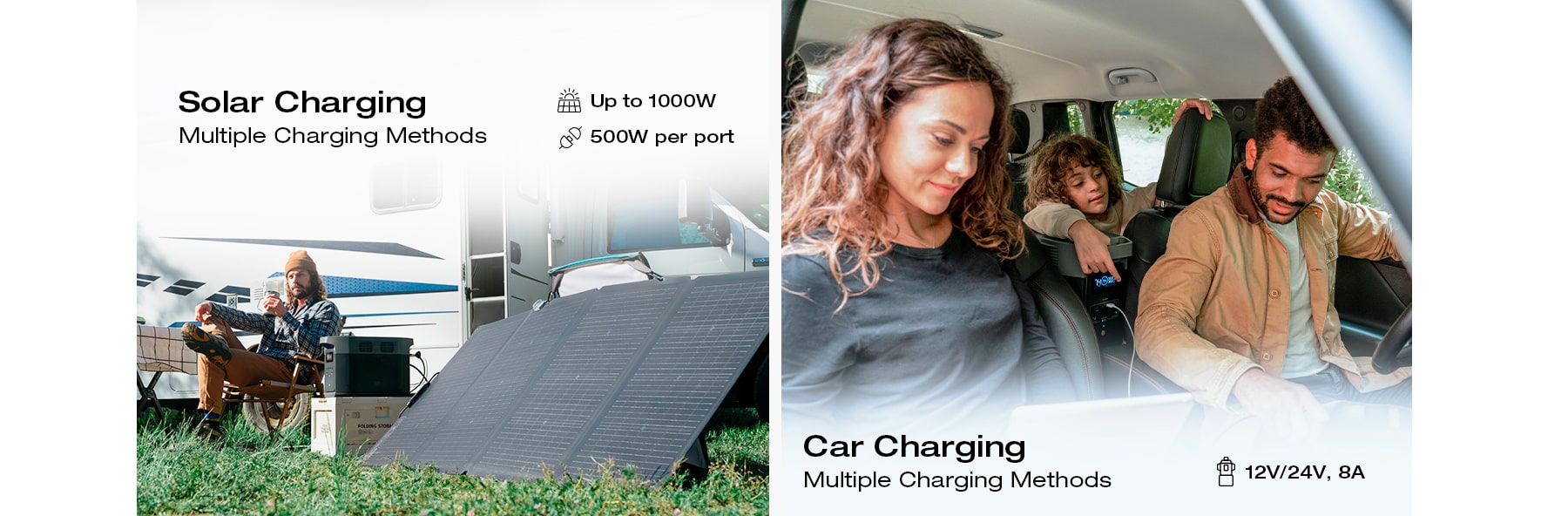 EcoFlow DeltA 2 Max Multiple Charging Methods 12V/24V 8Amp