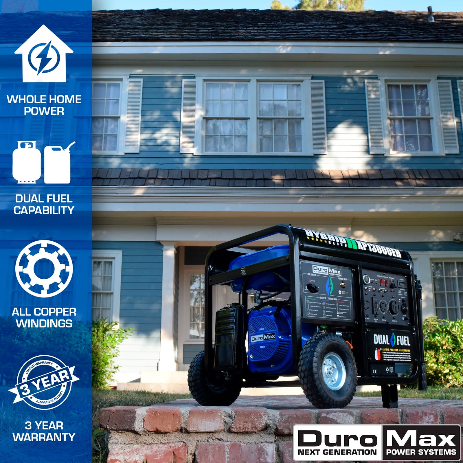 Silent Electric Generator 13000W/13kVA 120/240V | Portable | Gasoline, Propane, and Natural Gas