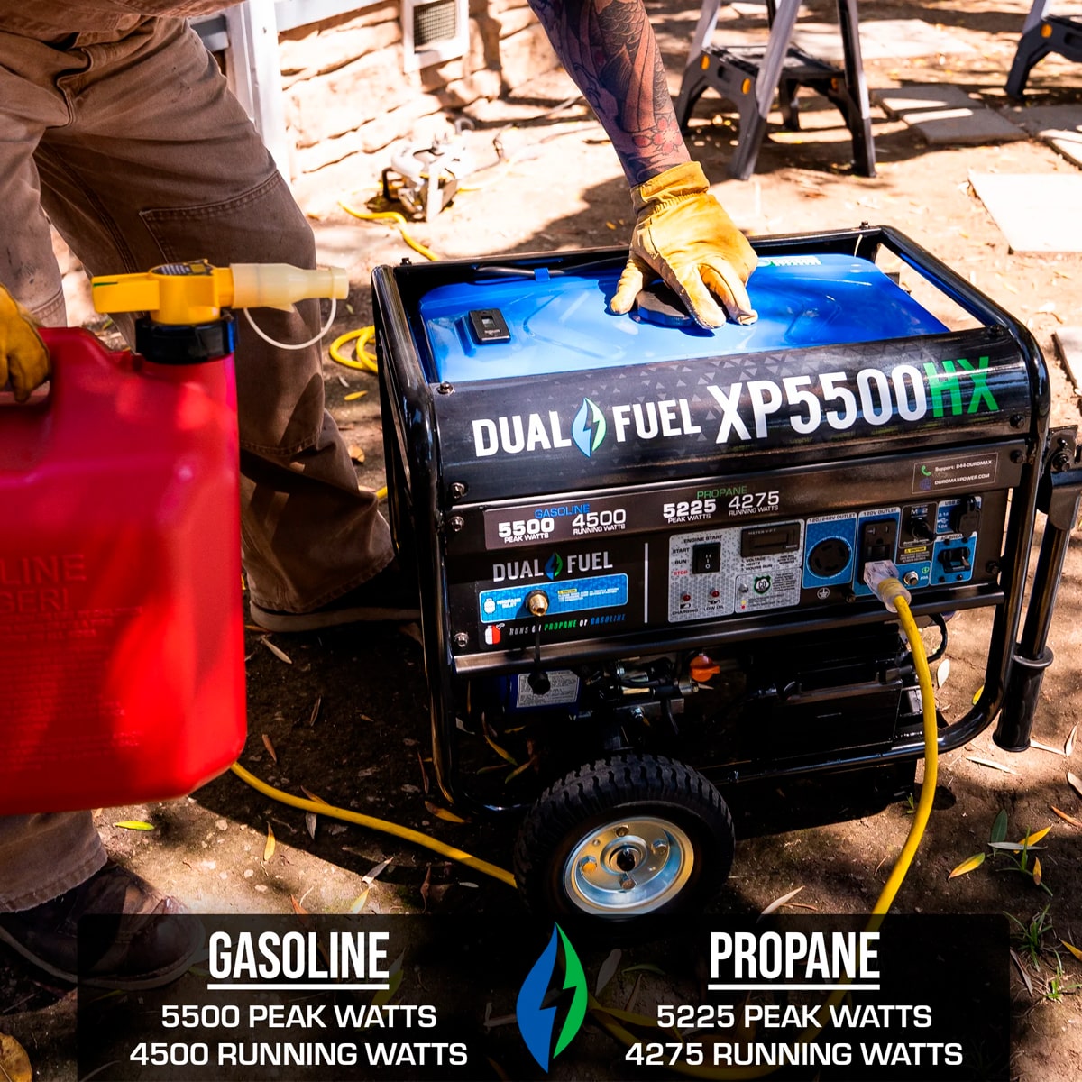 Silent Electric Generator 5500W/5.5kVA 120/240V | Portable | Gasoline and Propane