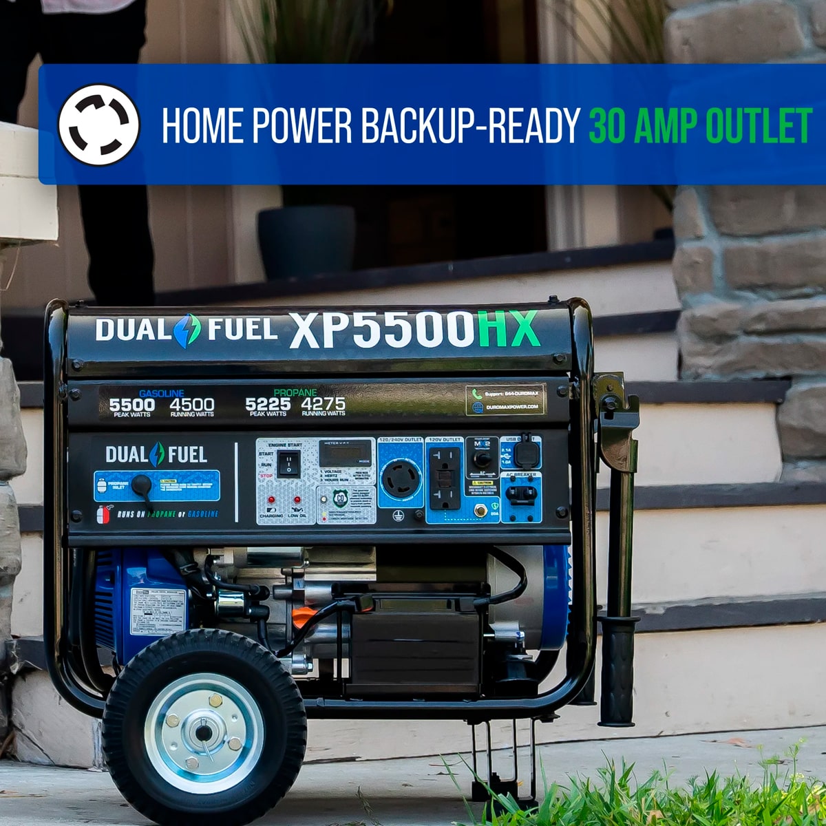 Silent Electric Generator 5500W/5.5kVA 120/240V | Portable | Gasoline and Propane