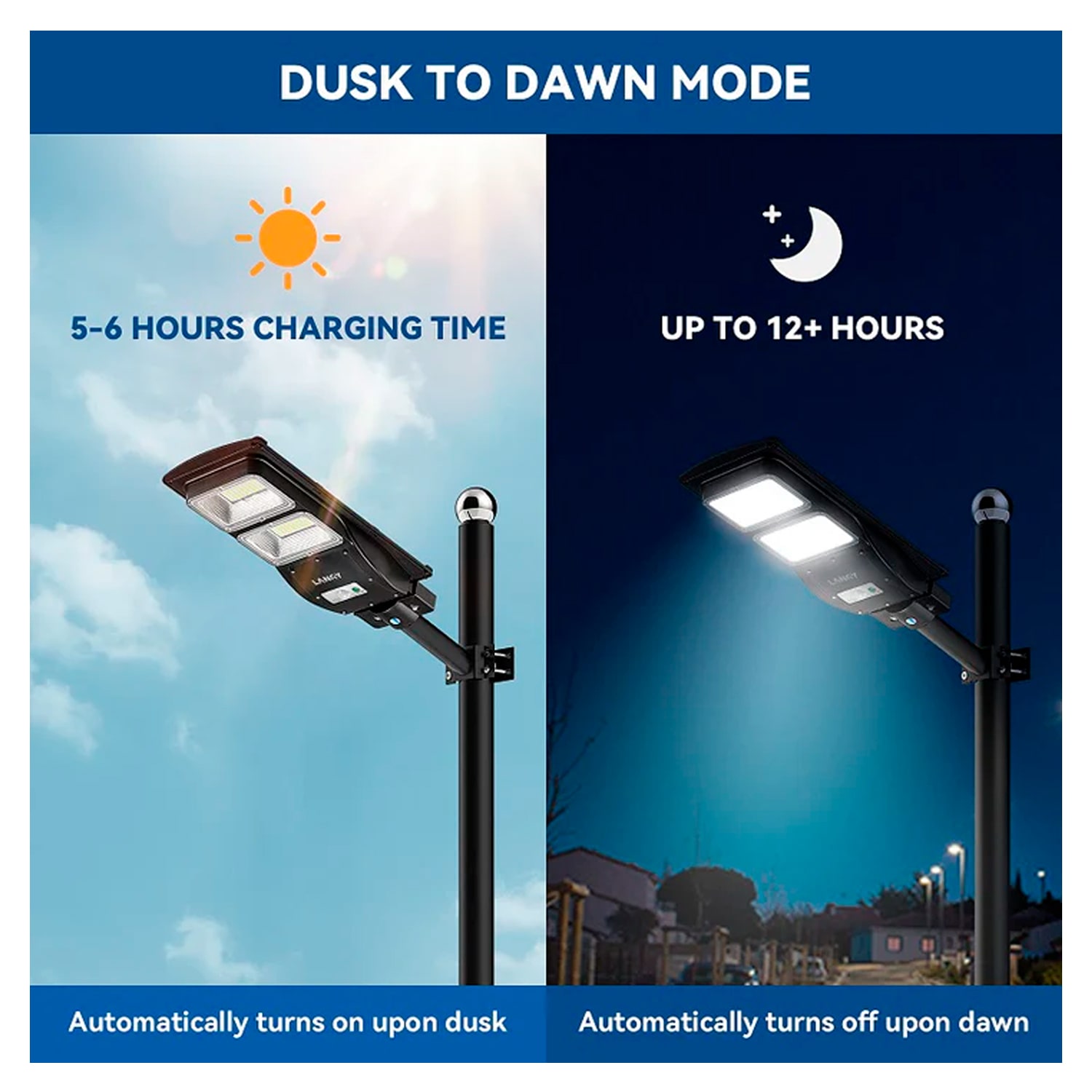 Solar Lights 6000 Lumens 60W - Dusk to dawn mode